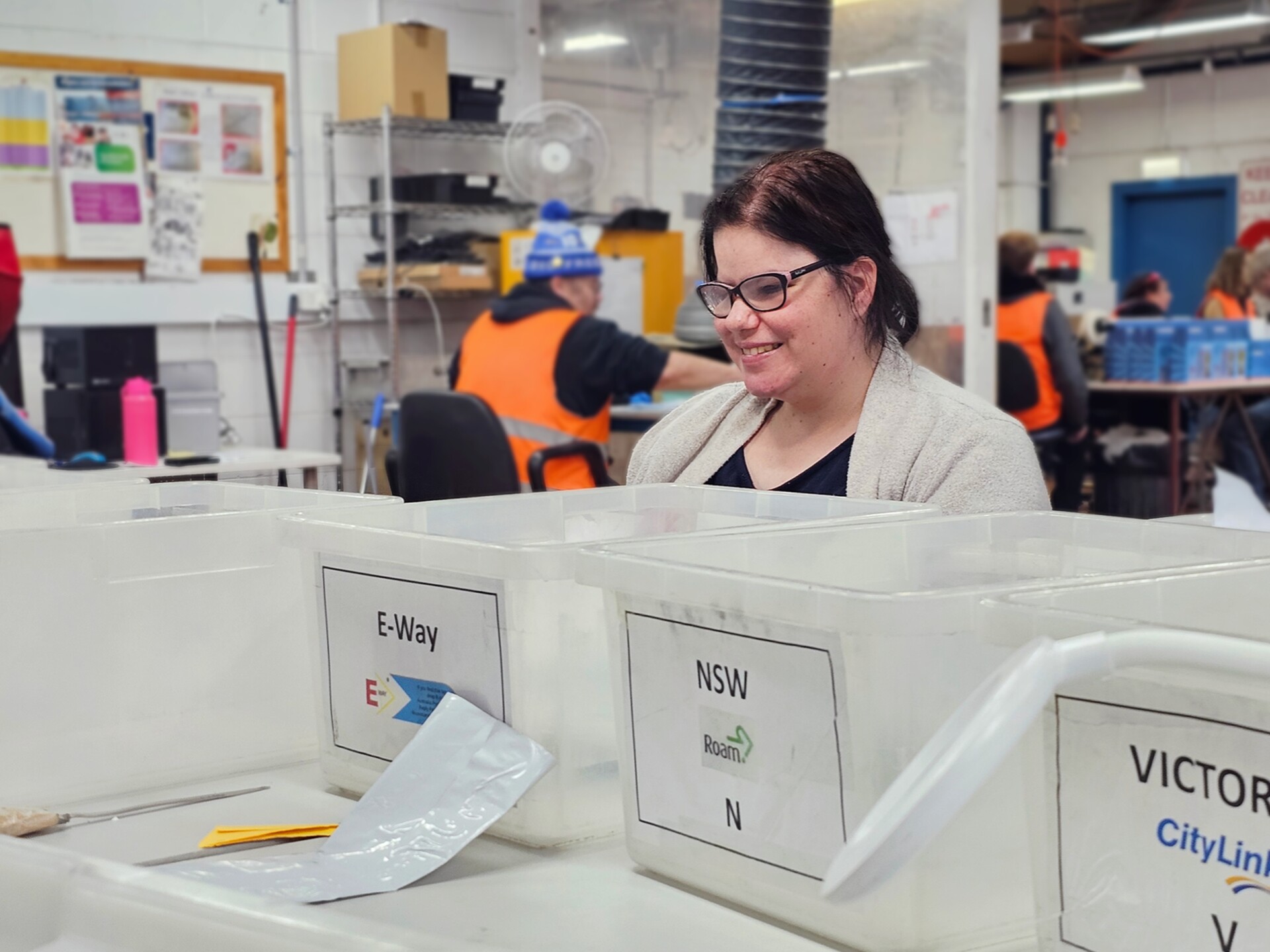 Team Leader Ruby is happily working in the mailroom for our Transurban collaboration video.